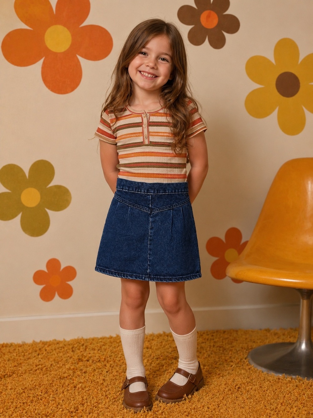 Vintage Bug Off Girls Denim Skirt Size 6 NWT 80’s Pull On Elastic Waist